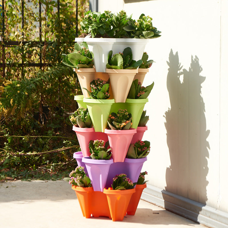 3D multi-layer petal circular flowerpot